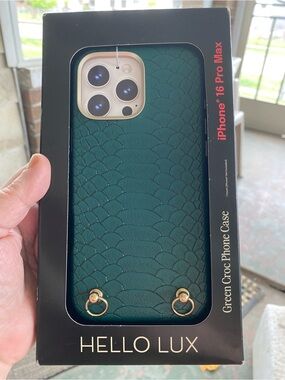 HELLO LUX Green Croc iPhone 16 Pro Max Case